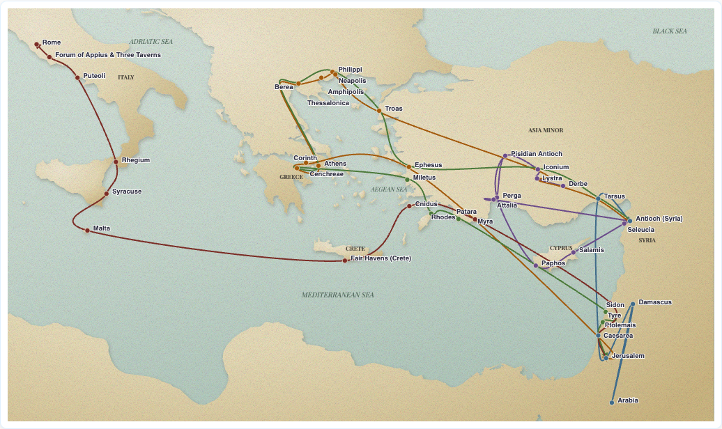 Paul's missionary journeys interactive map