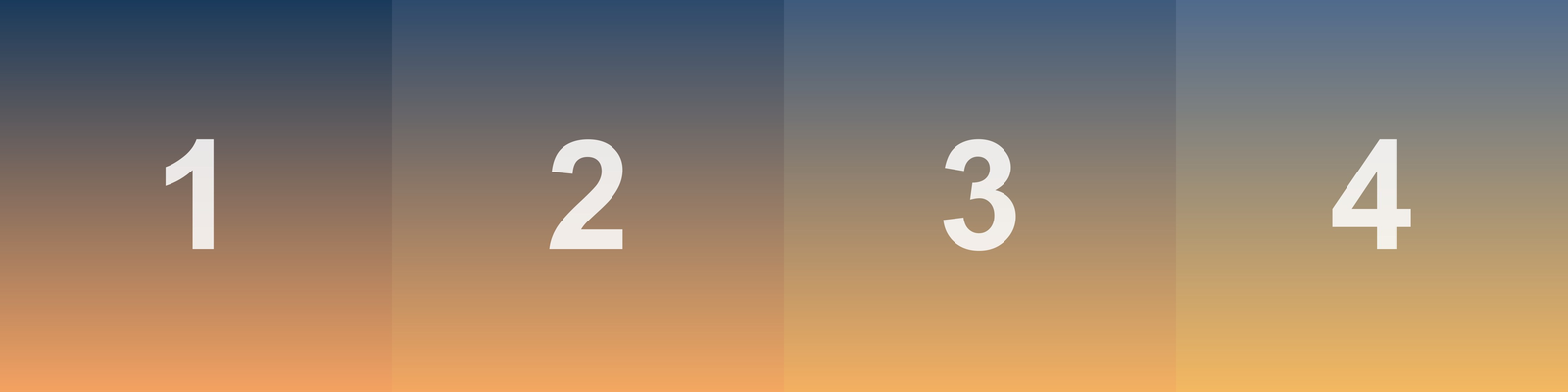 A wide panorama split into four numbered panels